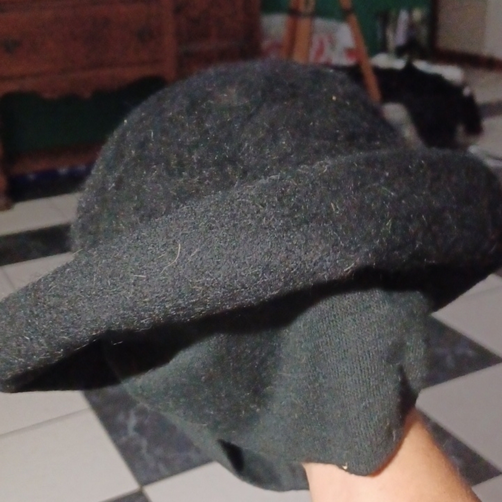 Henry Pollack Melosoie Black Wool Dress Hat Vintage, cloth stretch ear cover